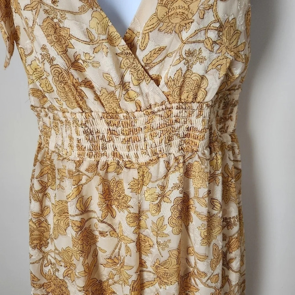NWT Lulu's | Forever Days Cream Floral Jacquard Tie Strap Wide Leg Jumpsuit Sz M - Picture 6 of 13
